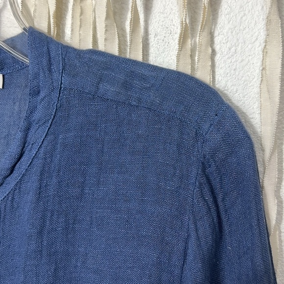 Two Zero One Blue Linen Button Down Duster Size S/M - Picture 5 of 11